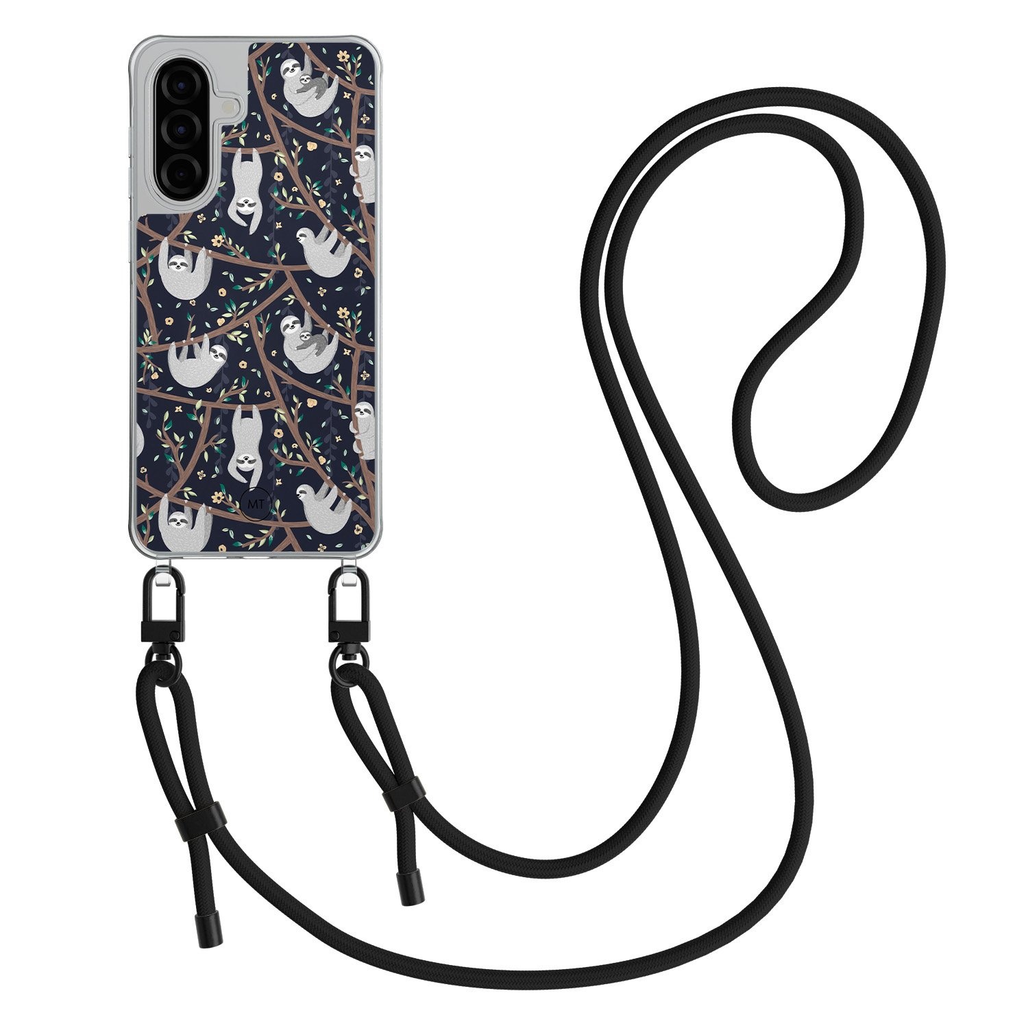 Mooie Telefoonhoesjes Samsung Galaxy A26 hoesje met zwart koord - Luiaard print