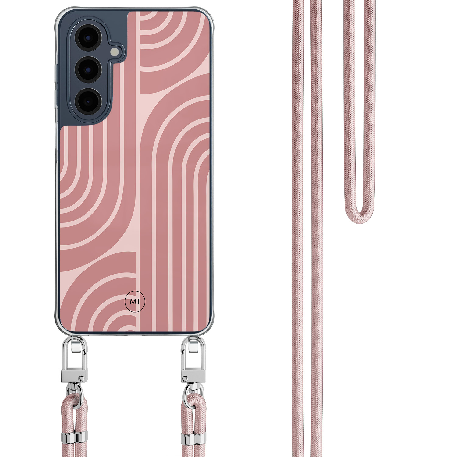 Mooie Telefoonhoesjes Samsung Galaxy A16 hoesje met rosegoud koord - Blush shapes