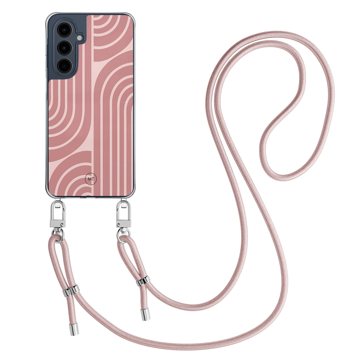 Mooie Telefoonhoesjes Samsung Galaxy A16 hoesje met rosegoud koord - Blush shapes
