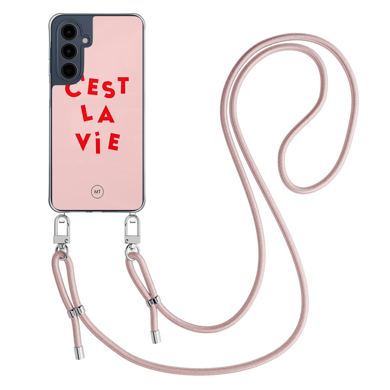 Mooie Telefoonhoesjes Samsung Galaxy A16 hoesje met rosegoud koord - C'est la vie