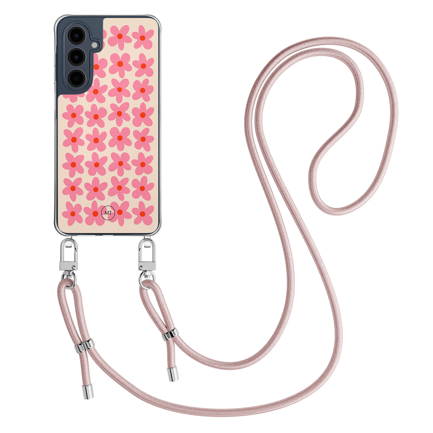 Mooie Telefoonhoesjes Samsung Galaxy A16 hoesje met rosegoud koord - Retro blooms