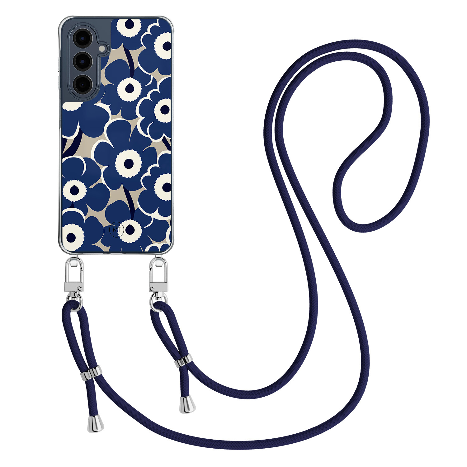 Mooie Telefoonhoesjes Samsung Galaxy A16 hoesje met donkerblauw koord - Abstract bloom