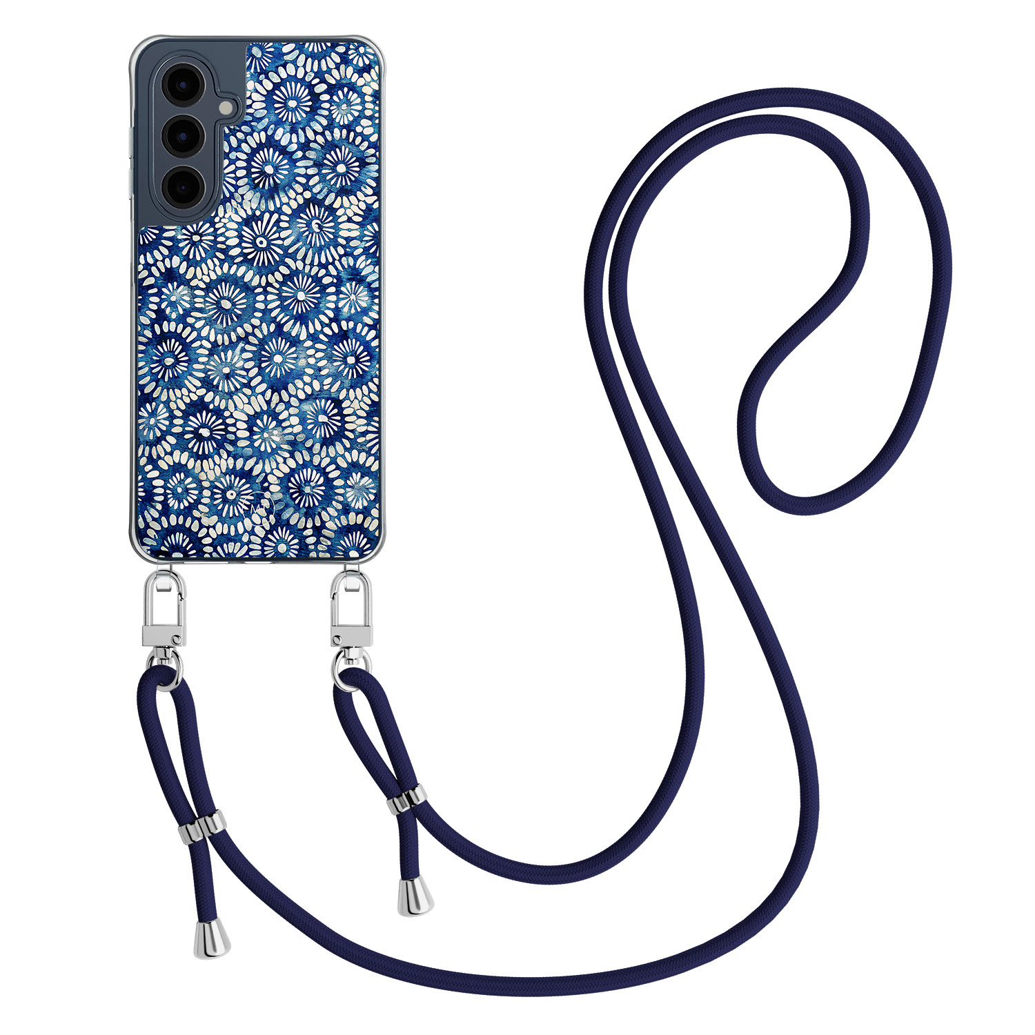 Mooie Telefoonhoesjes Samsung Galaxy A16 hoesje met donkerblauw koord - Azure daisies