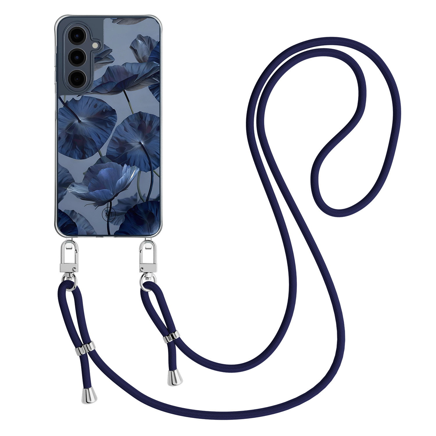 Mooie Telefoonhoesjes Samsung Galaxy A16 hoesje met donkerblauw koord - Dusky blooms
