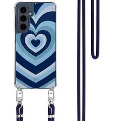 Mooie Telefoonhoesjes Samsung Galaxy A16 hoesje met donkerblauw koord - Hart blauw