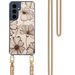 Mooie Telefoonhoesjes Samsung Galaxy A16 hoesje met beige koord - Sand flowers
