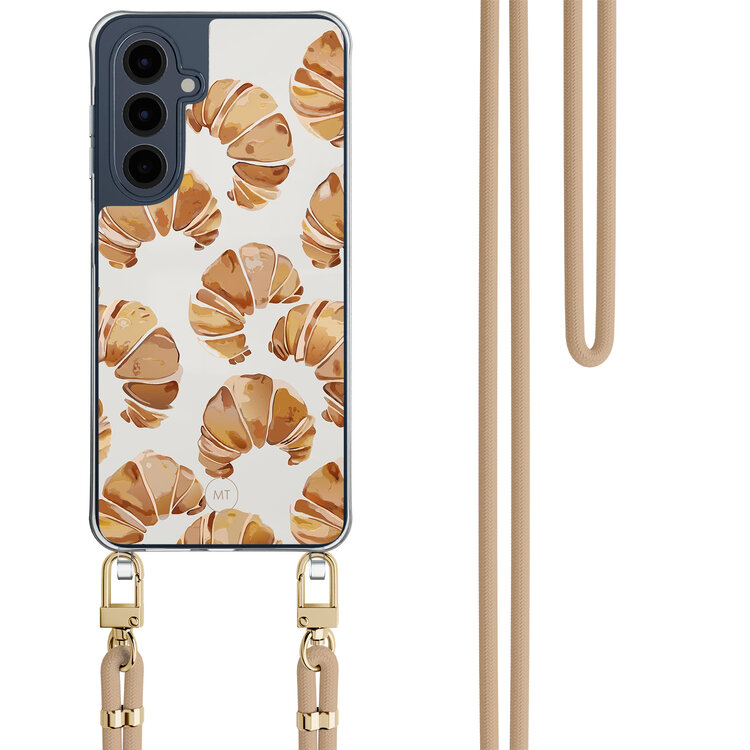 Mooie Telefoonhoesjes Samsung Galaxy A16 hoesje met beige koord - Croissant