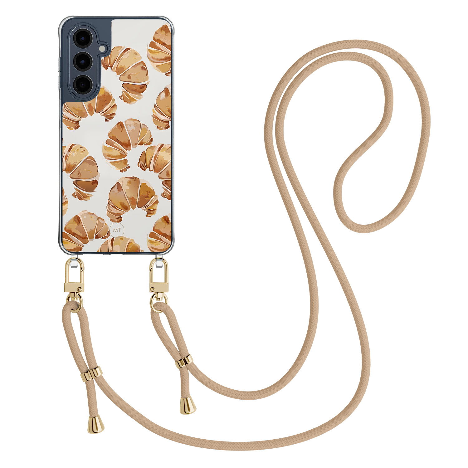 Mooie Telefoonhoesjes Samsung Galaxy A16 hoesje met beige koord - Croissant