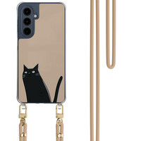 Mooie Telefoonhoesjes Samsung Galaxy A16 hoesje met beige koord - Purrflectly