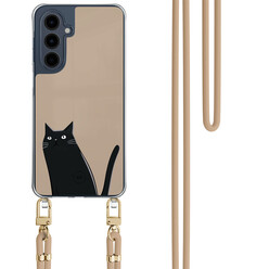 Mooie Telefoonhoesjes Samsung Galaxy A16 hoesje met beige koord - Purrflectly