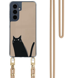 Mooie Telefoonhoesjes Samsung Galaxy A16 hoesje met beige koord - Purrflectly