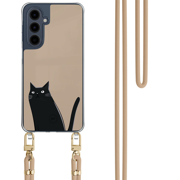 Mooie Telefoonhoesjes Samsung Galaxy A16 hoesje met beige koord - Purrflectly