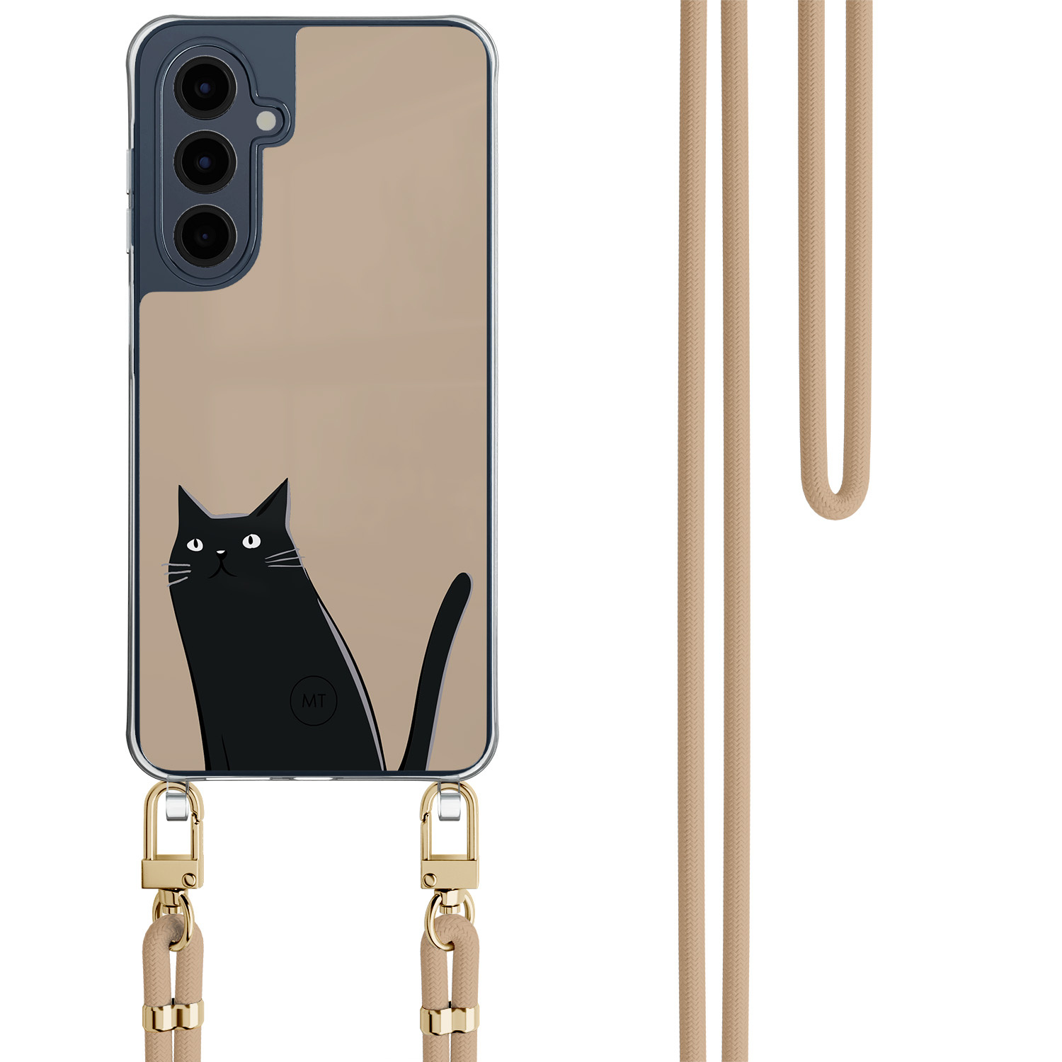 Mooie Telefoonhoesjes Samsung Galaxy A16 hoesje met beige koord - Purrflectly