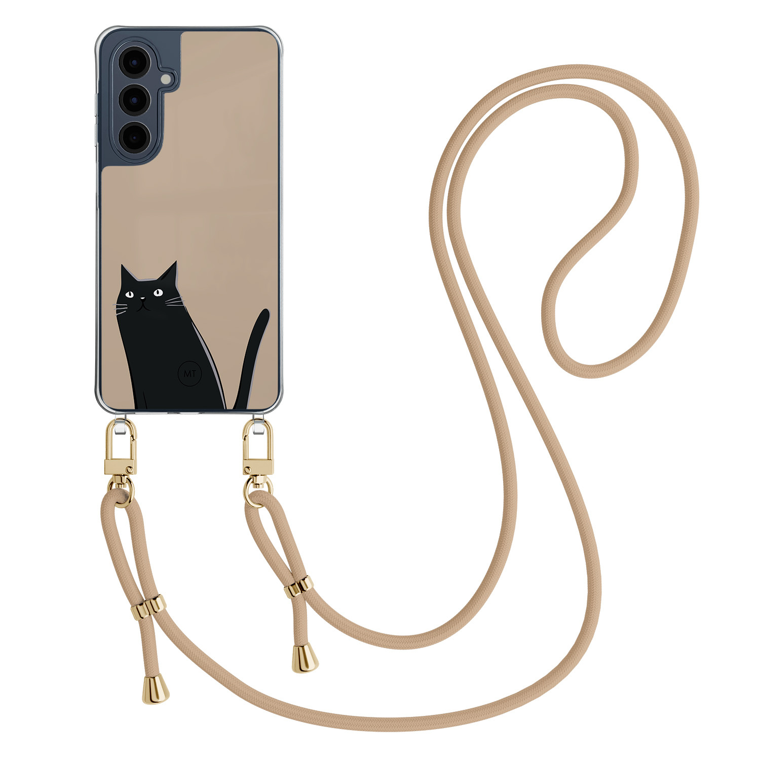 Mooie Telefoonhoesjes Samsung Galaxy A16 hoesje met beige koord - Purrflectly