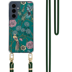 Mooie Telefoonhoesjes Samsung Galaxy A16 hoesje met groen koord - Bloomy birds