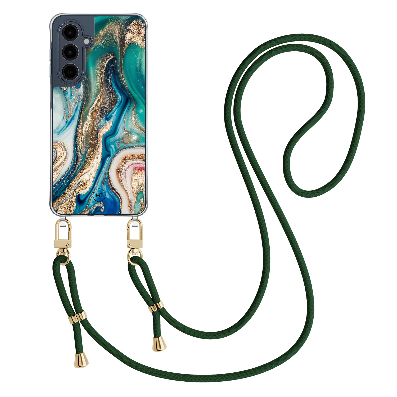 Mooie Telefoonhoesjes Samsung Galaxy A16 hoesje met groen koord - Magic marble