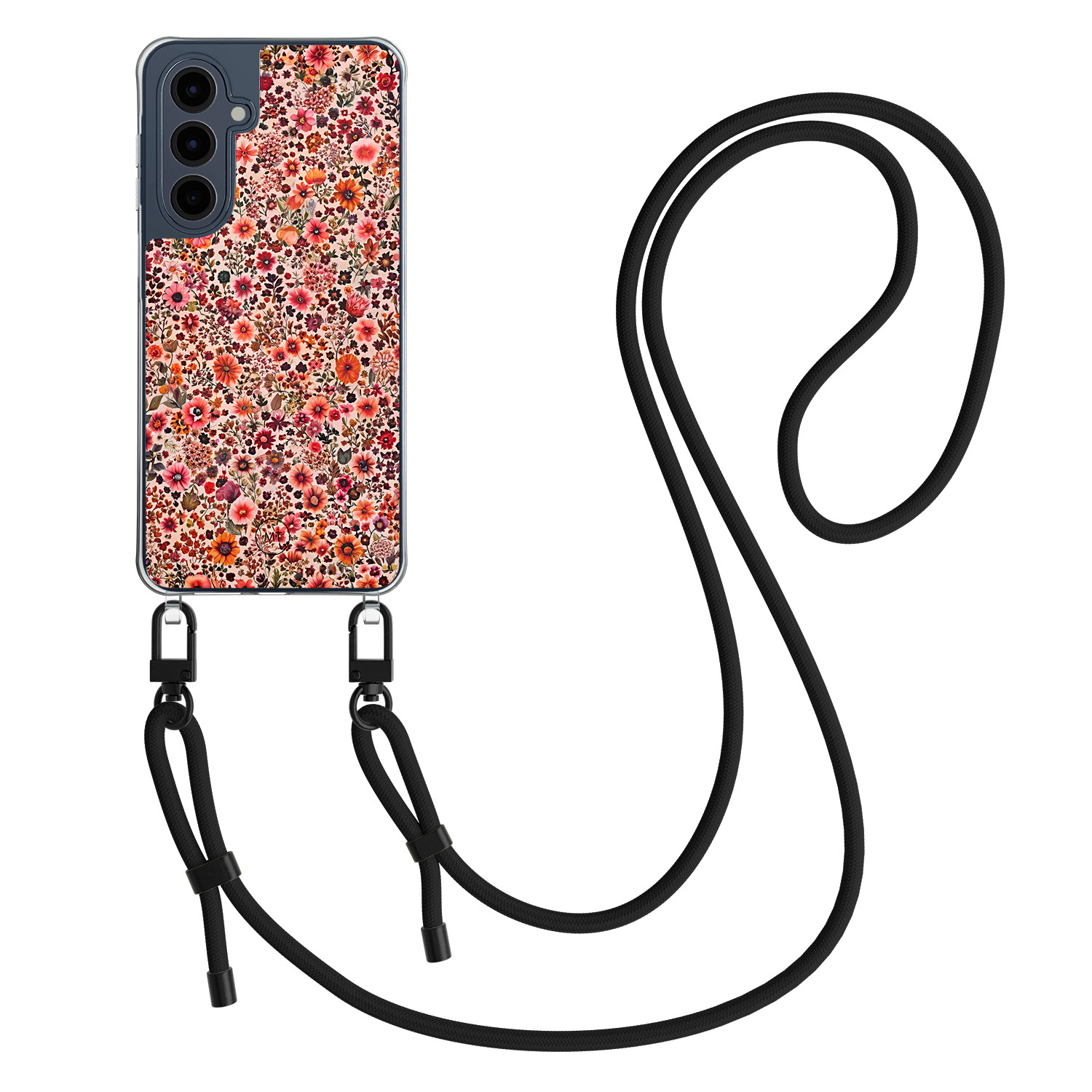 Mooie Telefoonhoesjes Samsung Galaxy A16 hoesje met zwart koord - Vintage floral
