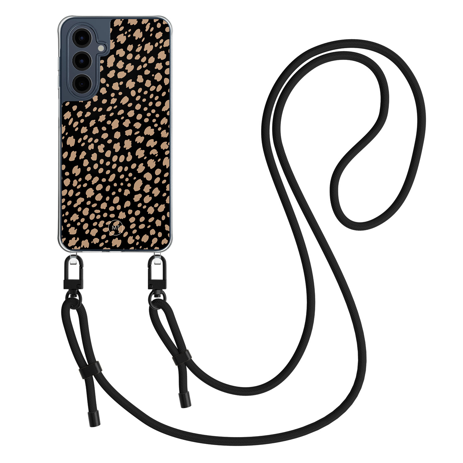 Mooie Telefoonhoesjes Samsung Galaxy A16 hoesje met zwart koord - Savannah spots