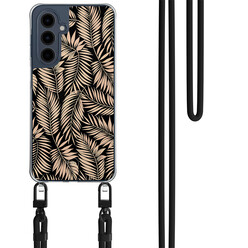 Mooie Telefoonhoesjes Samsung Galaxy A16 hoesje met zwart koord - Palm silhouette