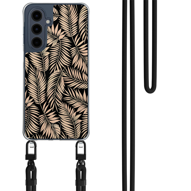 Mooie Telefoonhoesjes Samsung Galaxy A16 hoesje met zwart koord - Palm silhouette