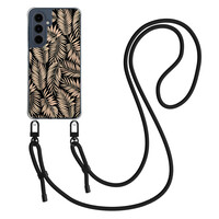 Mooie Telefoonhoesjes Samsung Galaxy A16 hoesje met zwart koord - Palm silhouette