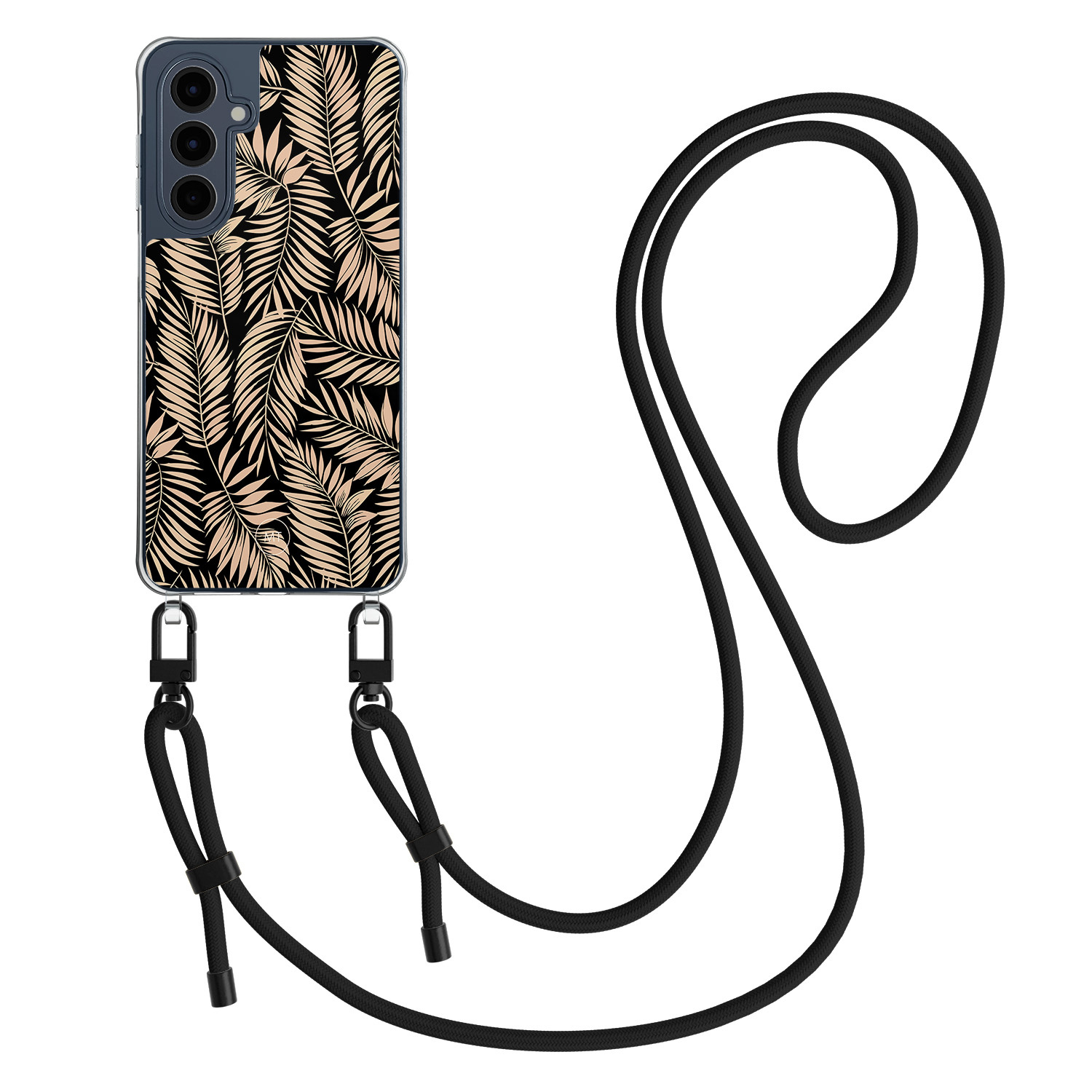 Mooie Telefoonhoesjes Samsung Galaxy A16 hoesje met zwart koord - Palm silhouette