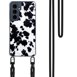Mooie Telefoonhoesjes Samsung Galaxy A16 hoesje met zwart koord - Koeienprint