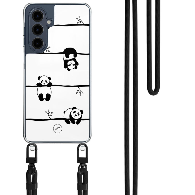 Mooie Telefoonhoesjes Samsung Galaxy A16 hoesje met zwart koord - Panda