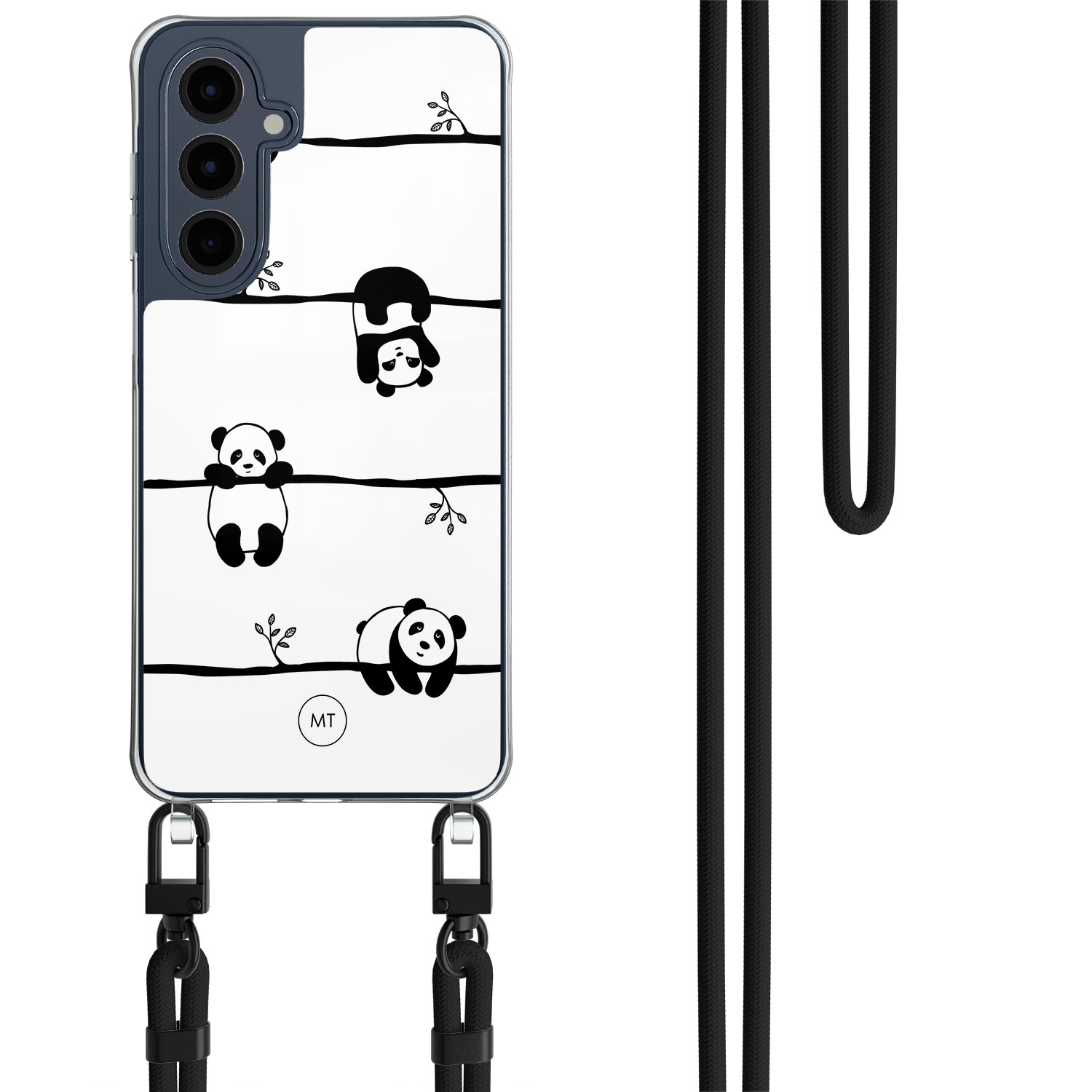 Mooie Telefoonhoesjes Samsung Galaxy A16 hoesje met zwart koord - Panda