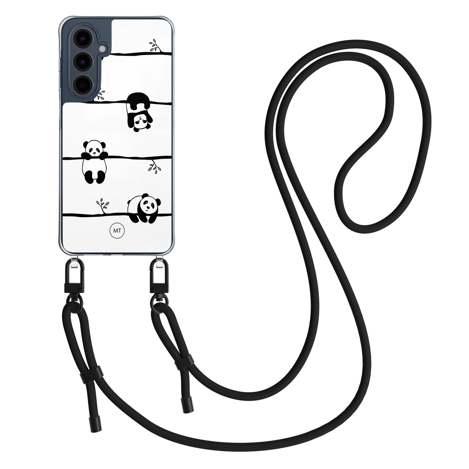 Mooie Telefoonhoesjes Samsung Galaxy A16 hoesje met zwart koord - Panda
