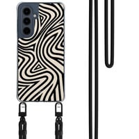 Mooie Telefoonhoesjes Samsung Galaxy A16 hoesje met zwart koord - Groovy lines