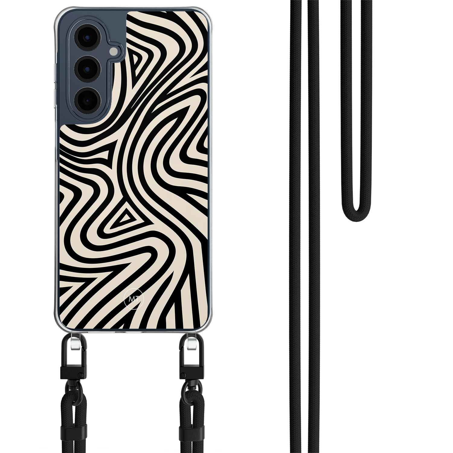 Mooie Telefoonhoesjes Samsung Galaxy A16 hoesje met zwart koord - Groovy lines