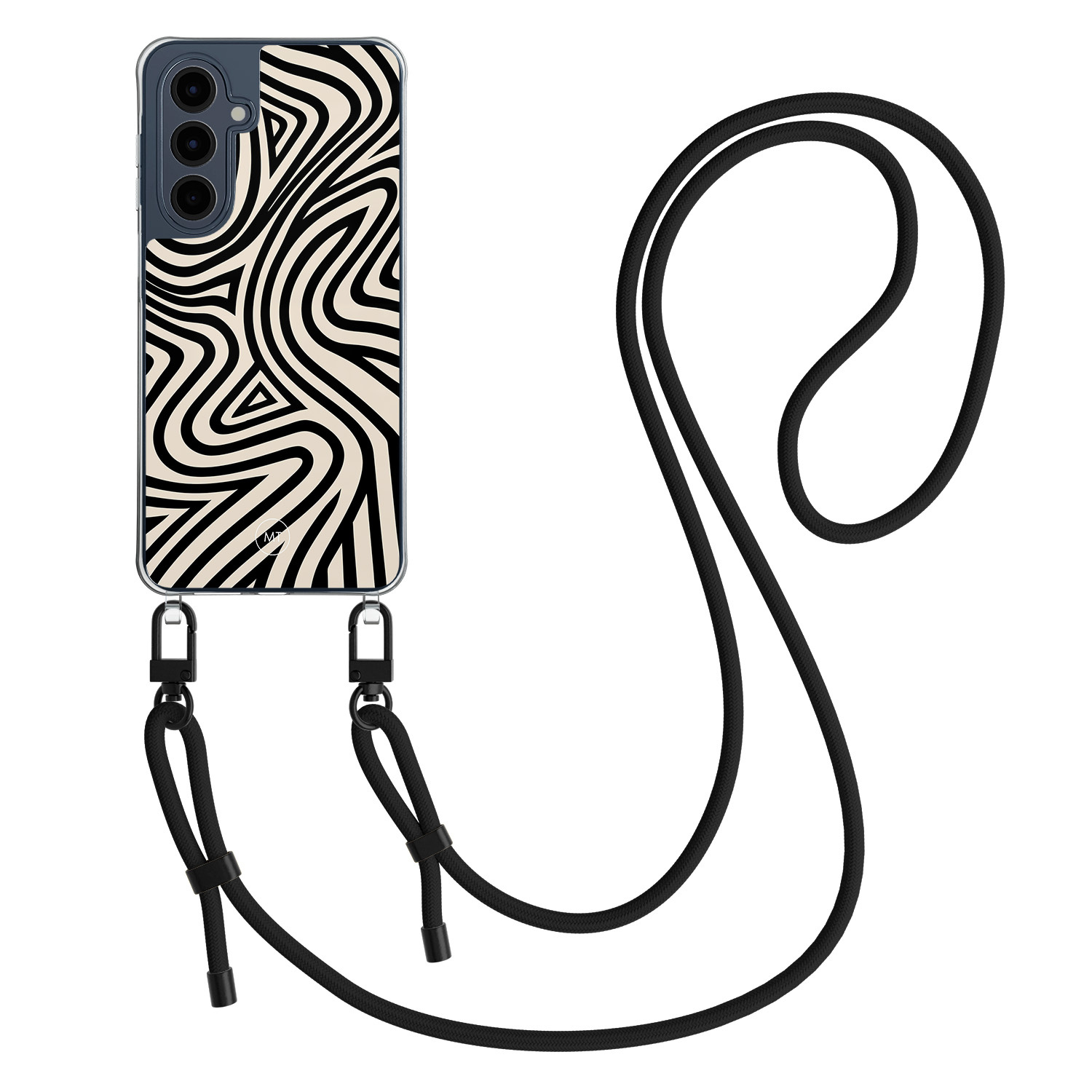 Mooie Telefoonhoesjes Samsung Galaxy A16 hoesje met zwart koord - Groovy lines