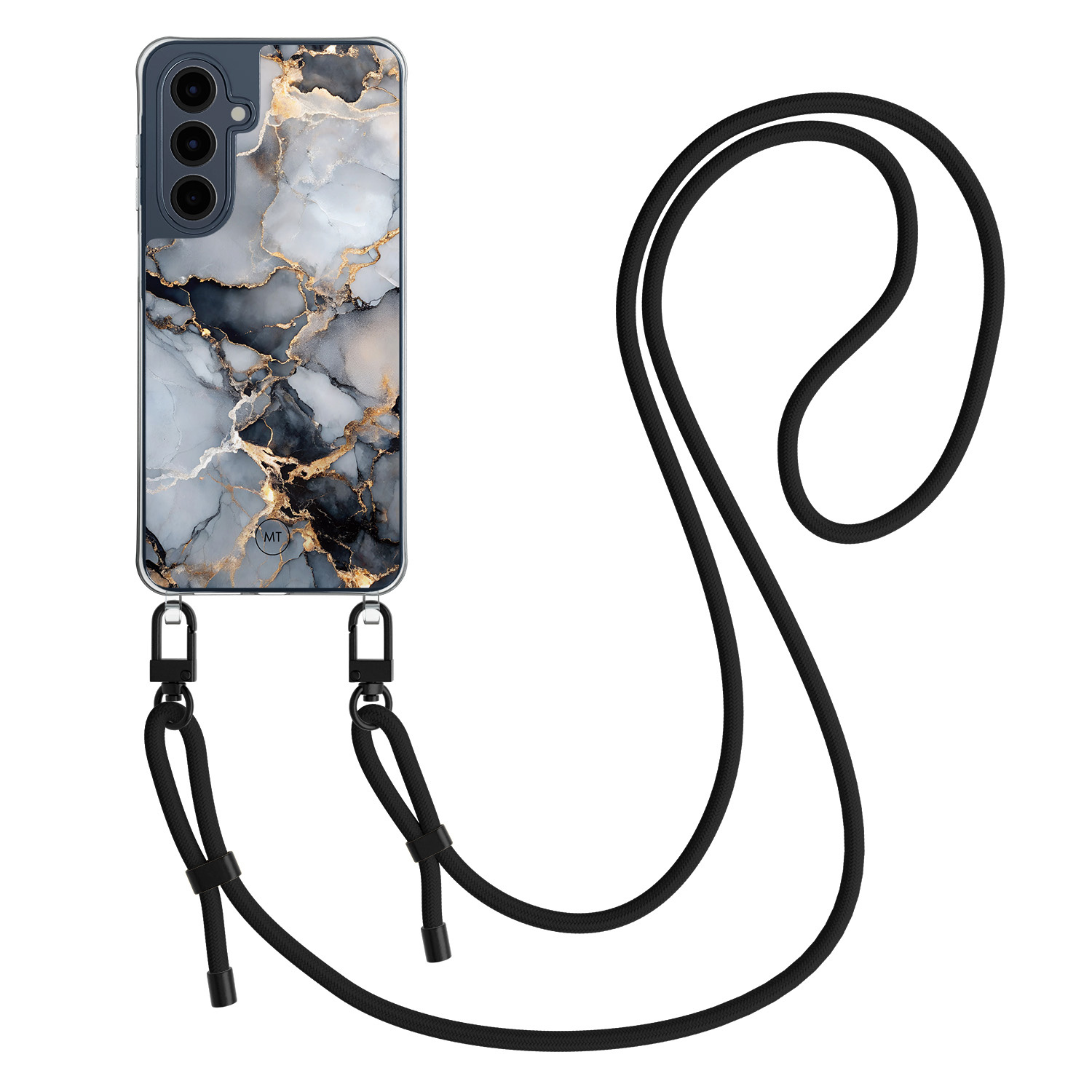 Mooie Telefoonhoesjes Samsung Galaxy A16 hoesje met zwart koord - Marble mist