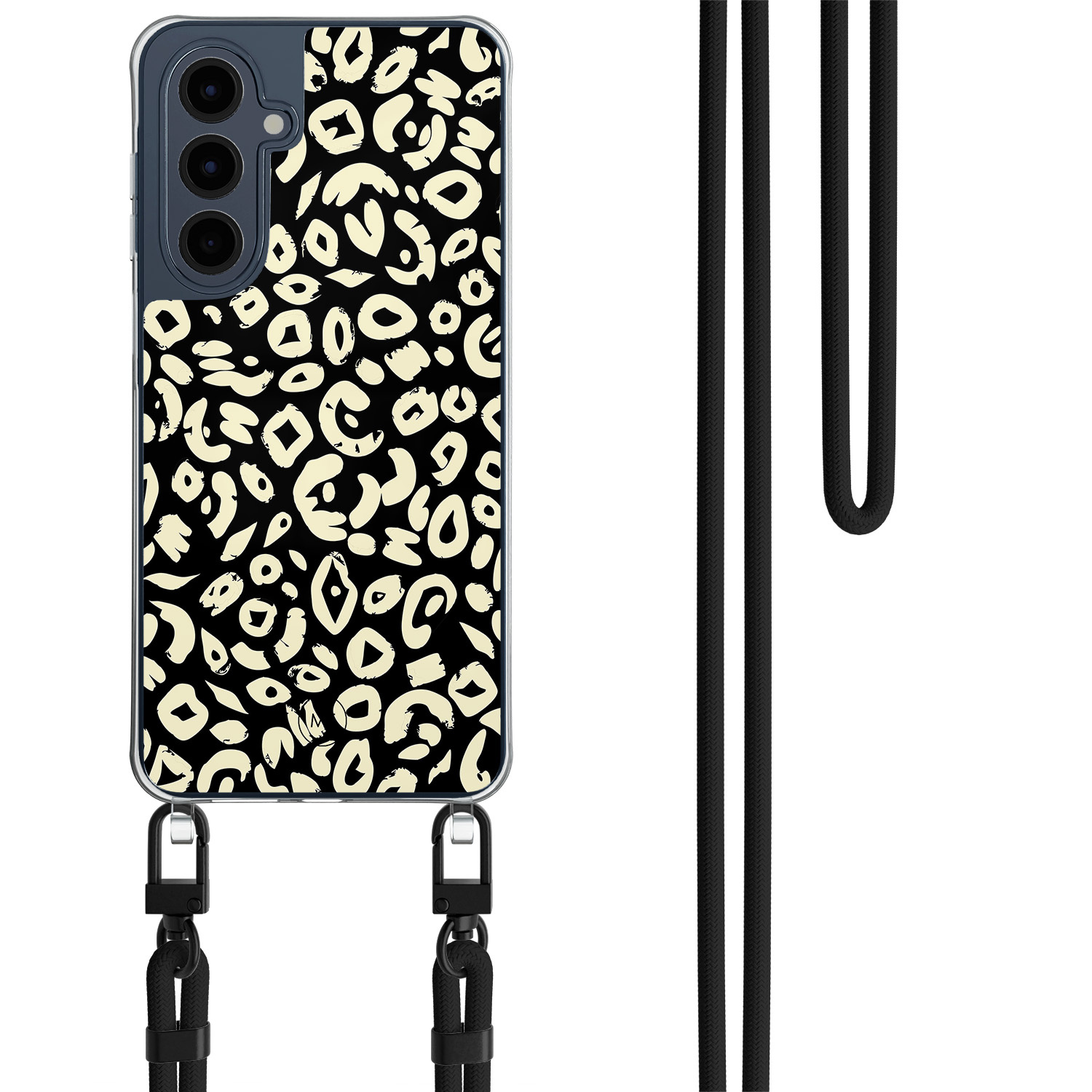Mooie Telefoonhoesjes Samsung Galaxy A16 hoesje met zwart koord - Animal skin