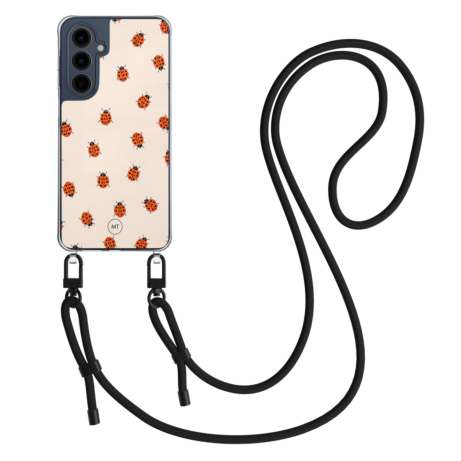 Mooie Telefoonhoesjes Samsung Galaxy A16 hoesje met zwart koord - Lieveheerstbeestjes