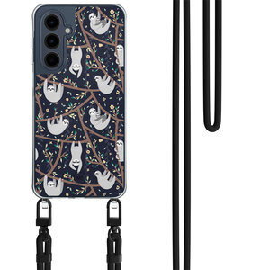 Mooie Telefoonhoesjes Samsung Galaxy A16 hoesje met zwart koord - Luiaard print