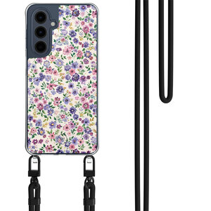 Mooie Telefoonhoesjes Samsung Galaxy A16 hoesje met zwart koord - Purple garden
