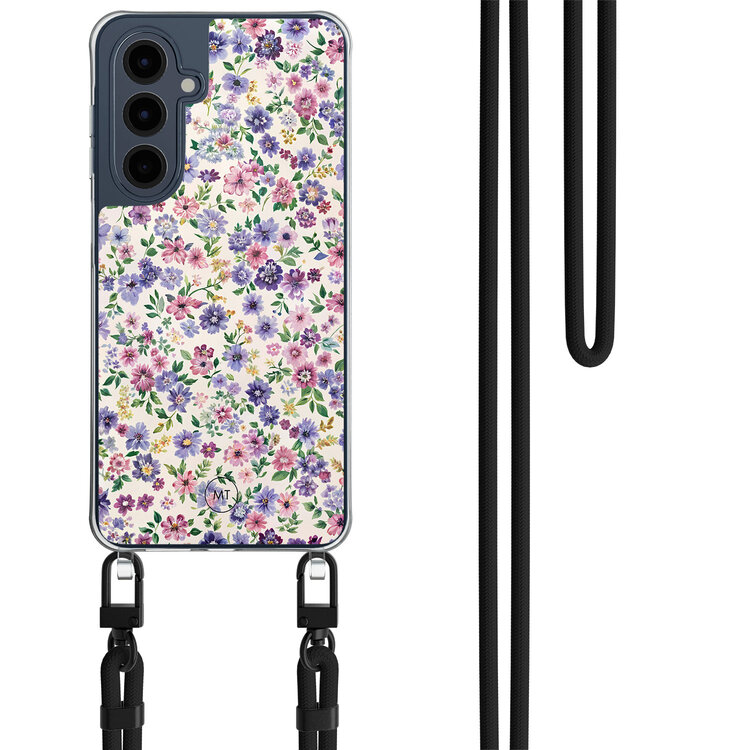 Mooie Telefoonhoesjes Samsung Galaxy A16 hoesje met zwart koord - Purple garden