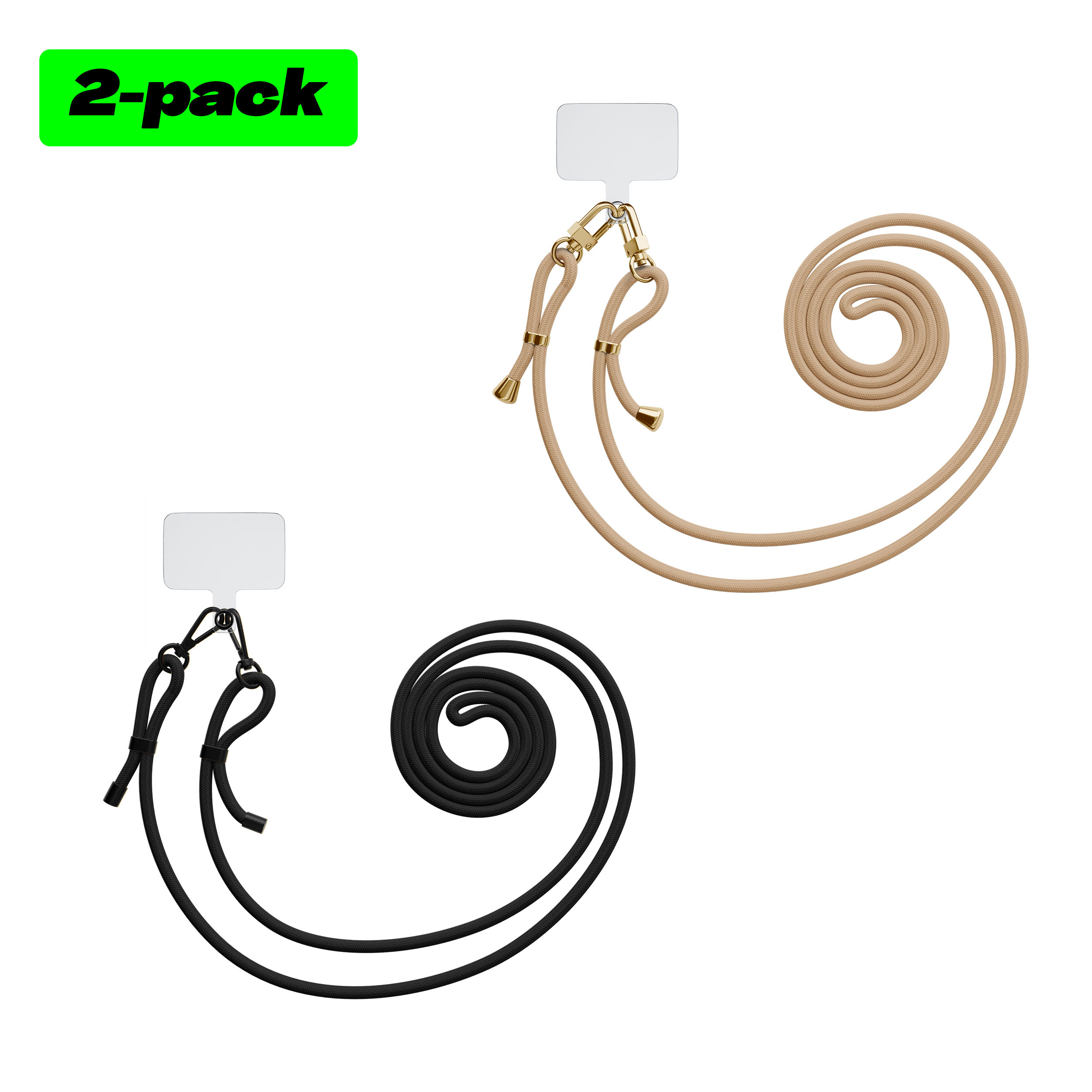 Mooie Telefoonhoesjes 2 pack telefoonkoorden universeel (beige en zwart)