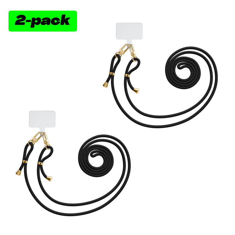 Mooie Telefoonhoesjes -2 pack universele telefoonkoorden (zwart met goud)