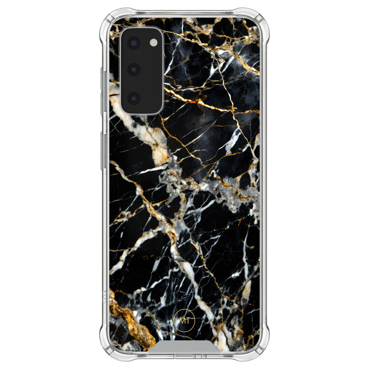Mooie Telefoonhoesjes Samsung Galaxy S20 FE shockproof hoesje - Black marble elegance