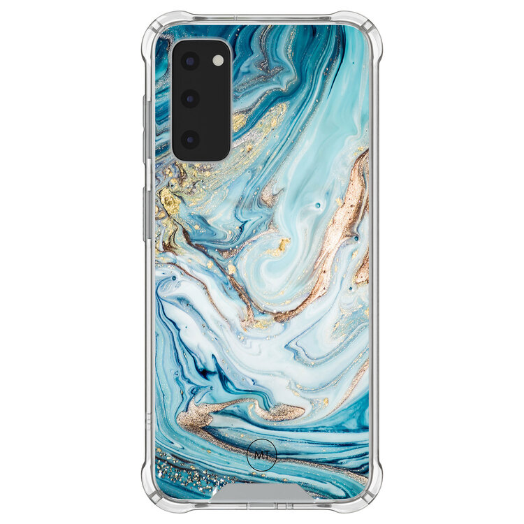 Mooie Telefoonhoesjes Samsung Galaxy S20 FE shockproof hoesje - Marmer blauw goud