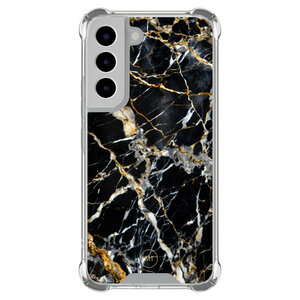 Mooie Telefoonhoesjes Samsung Galaxy S22 shockproof hoesje - Black marble elegance