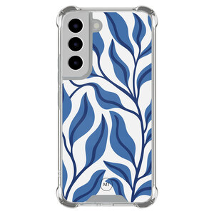 Mooie Telefoonhoesjes Samsung Galaxy S22 shockproof hoesje - Blue leaves