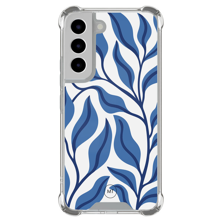 Mooie Telefoonhoesjes Samsung Galaxy S22 shockproof hoesje - Blue leaves