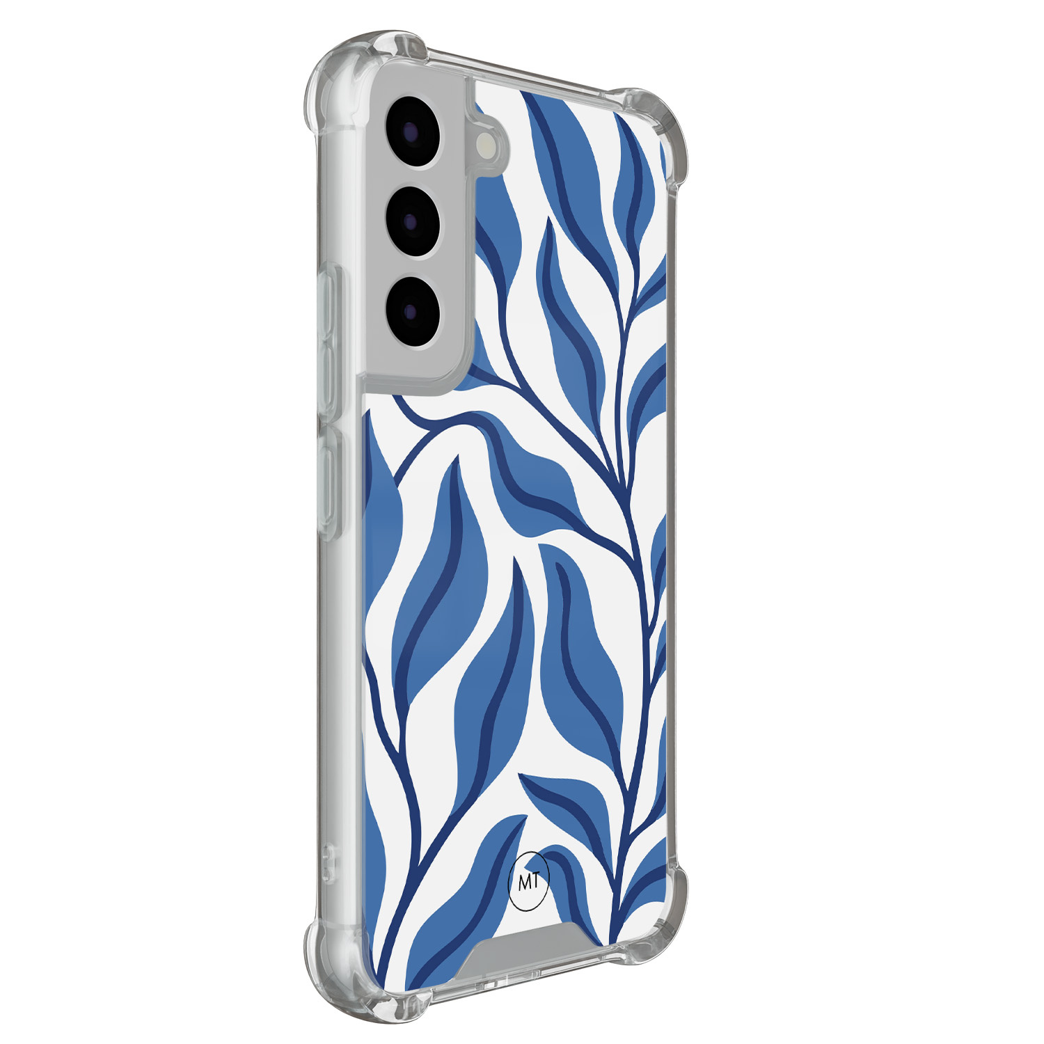 Mooie Telefoonhoesjes Samsung Galaxy S22 shockproof hoesje - Blue leaves