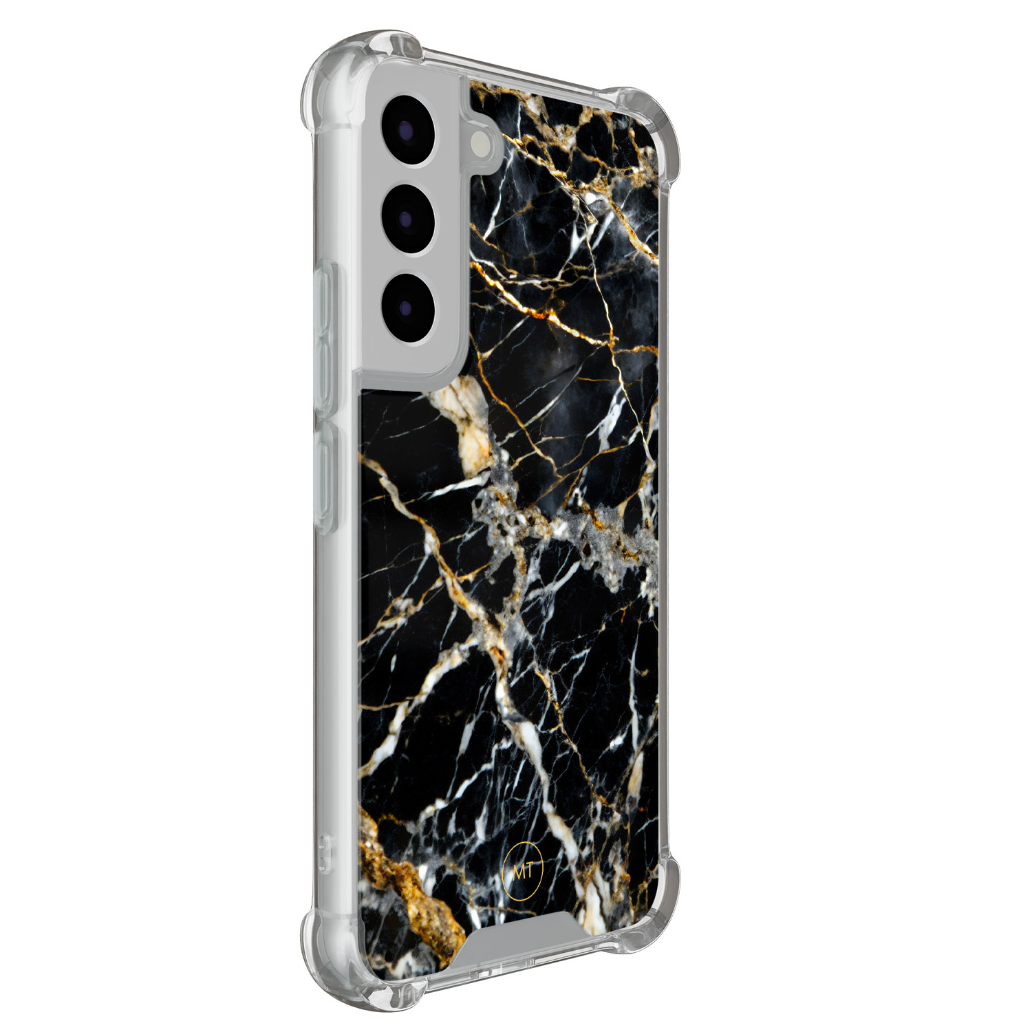 Mooie Telefoonhoesjes Samsung Galaxy S22 shockproof hoesje - Black marble elegance