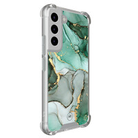 Mooie Telefoonhoesjes Samsung Galaxy S22 shockproof hoesje - Groen grijs marmer