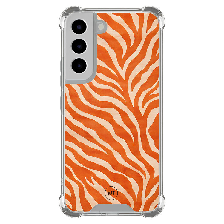 Mooie Telefoonhoesjes Samsung Galaxy S22 shockproof hoesje - Zebra oranje
